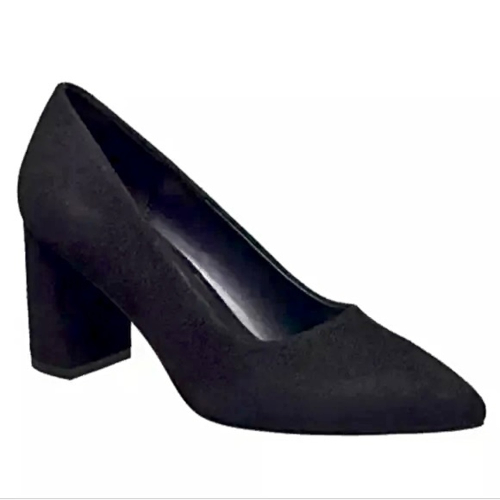 Halston Black Suede Kinshasa Pointed Chunky Heels (US 10)